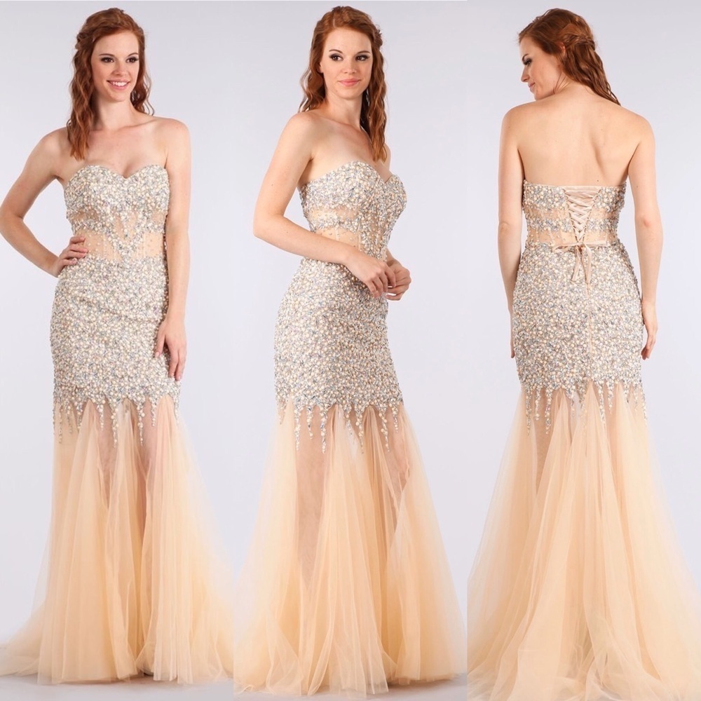 Nwt! My Fashion 1417 Sexy Corset Beaded Dresses